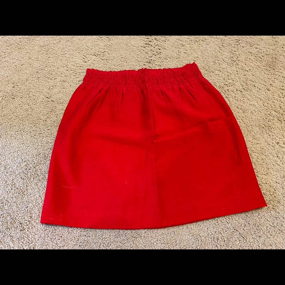 J. Crew Red Elastic Cinched Waist Skirt
